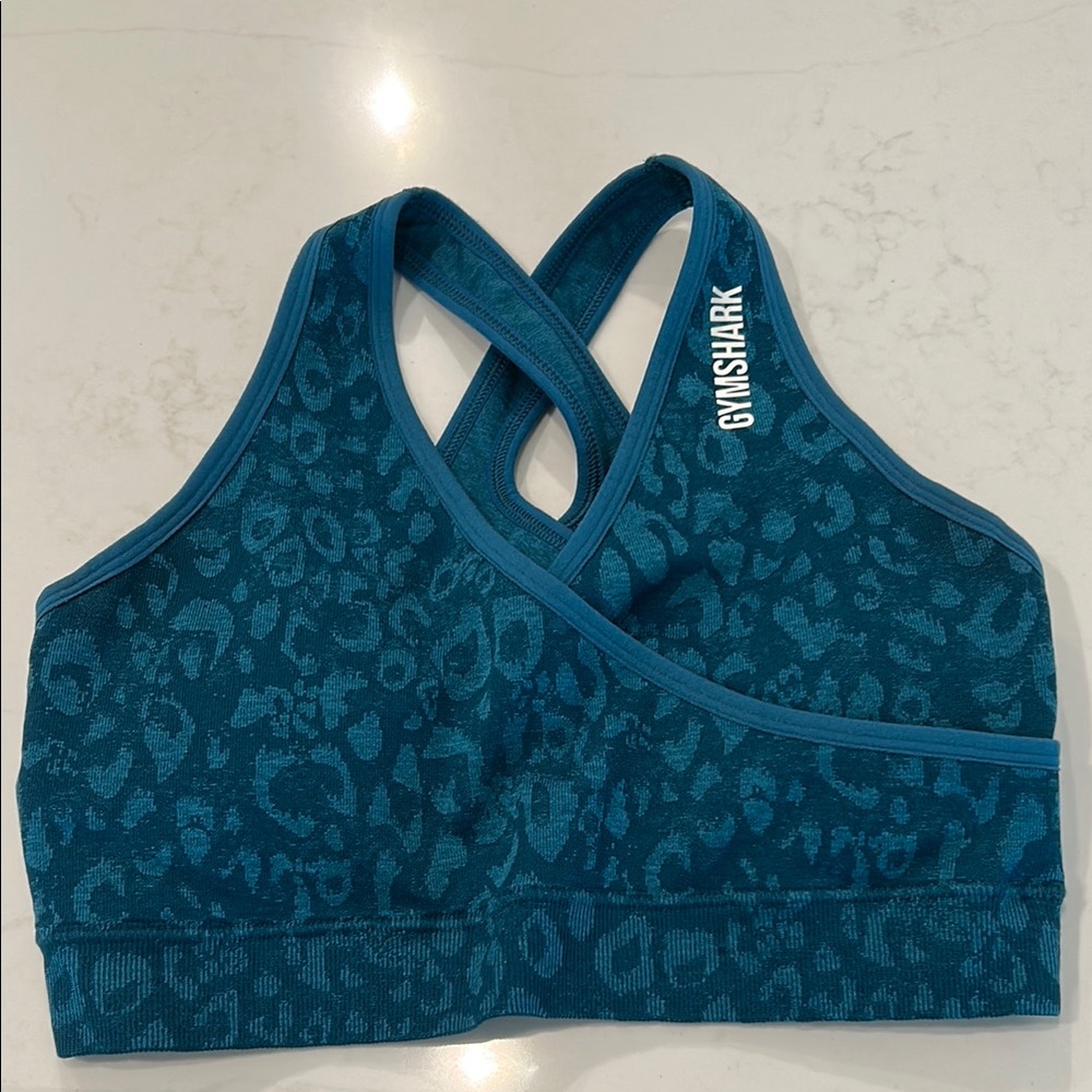 Gymshark Teal Leopard Print Sports Bra
